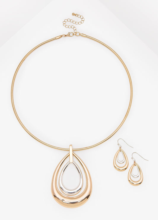 Two Tone Teardrop Collar Set