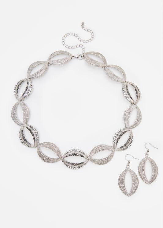 Encrusted Textured Necklace Set