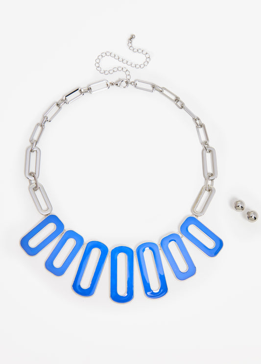 Enamel Necklace And Earrings Set