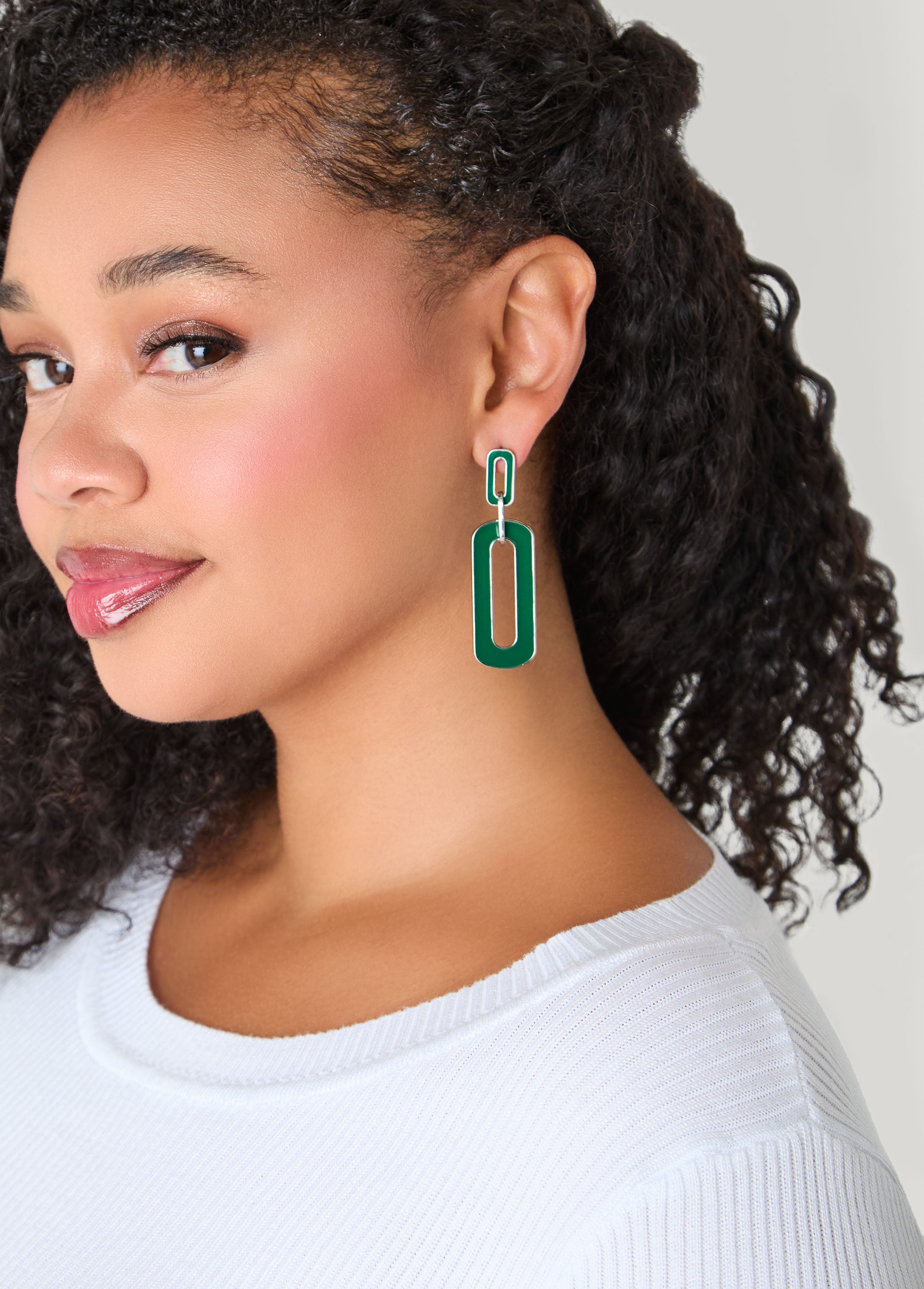 Enamel Link Drop Earrings