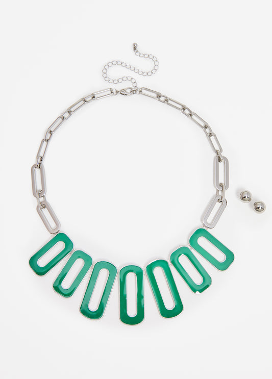 Enamel Link Necklace Set