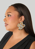 Textured Crystal Flower Earrings