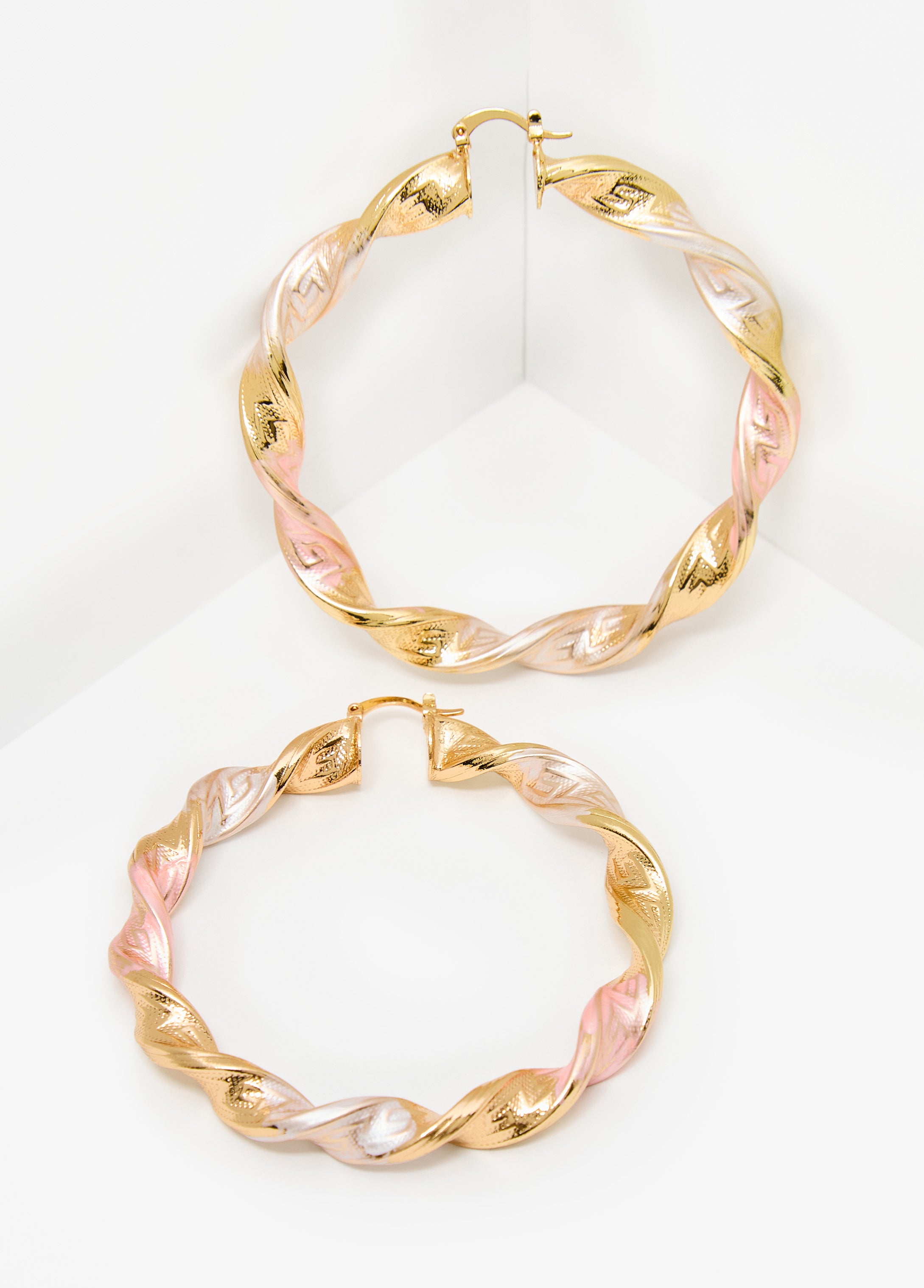 Twisted Tri Tone Hook Earrings