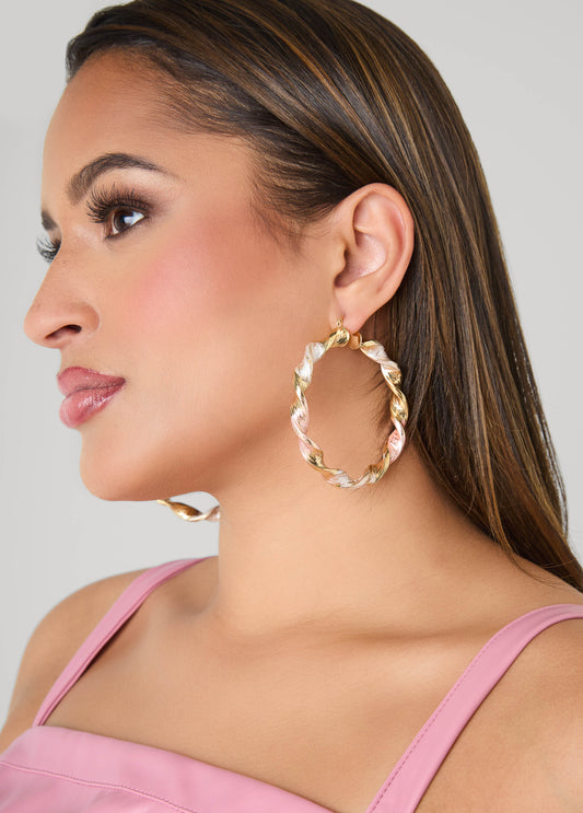 Twisted Tri Tone Hook Earrings