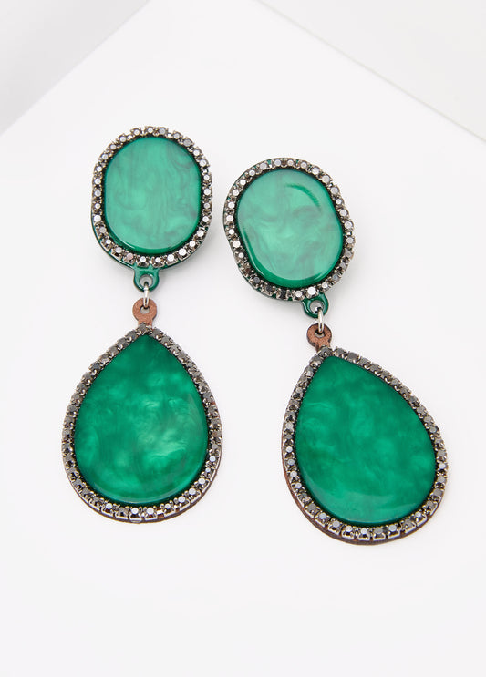 Stone And Crystal Clip On Earrings