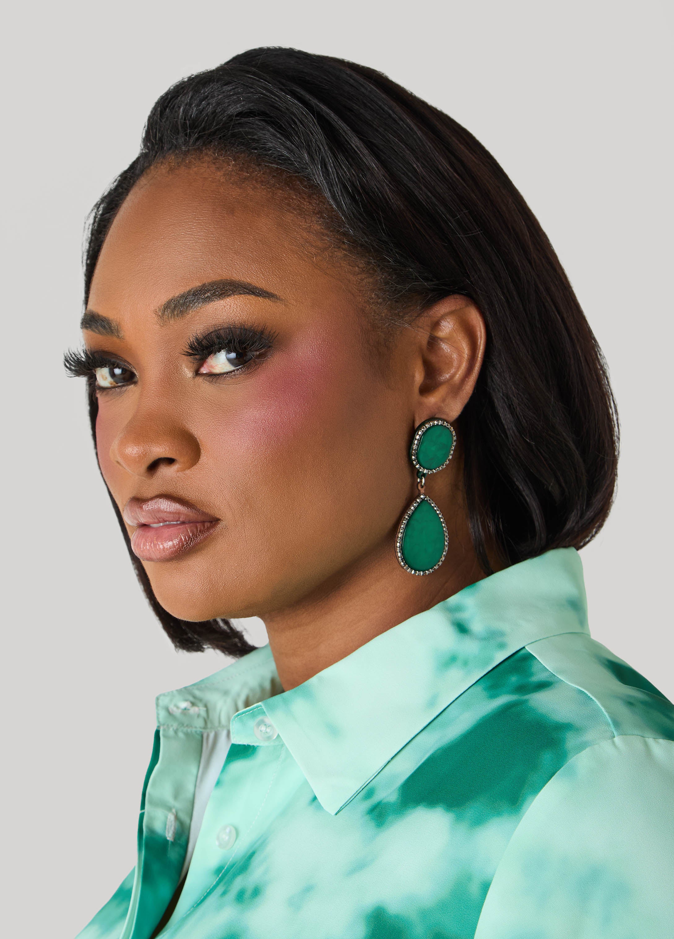 Stone And Crystal Clip On Earrings