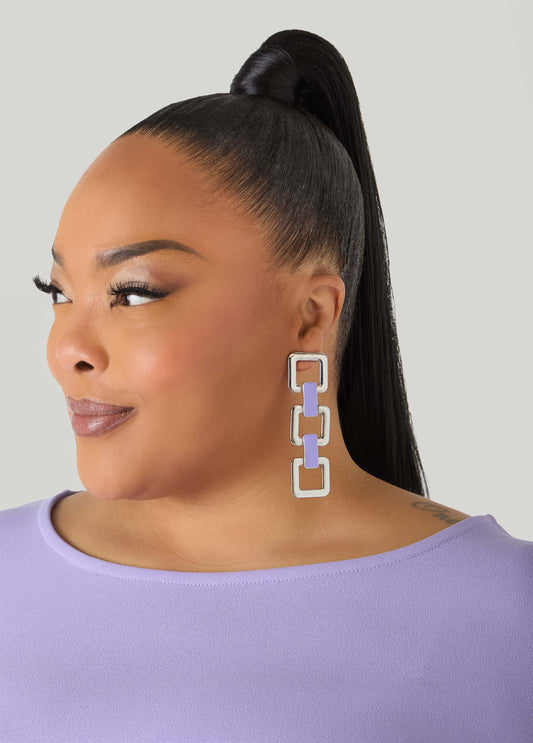 Chain Link Enamel Earrings