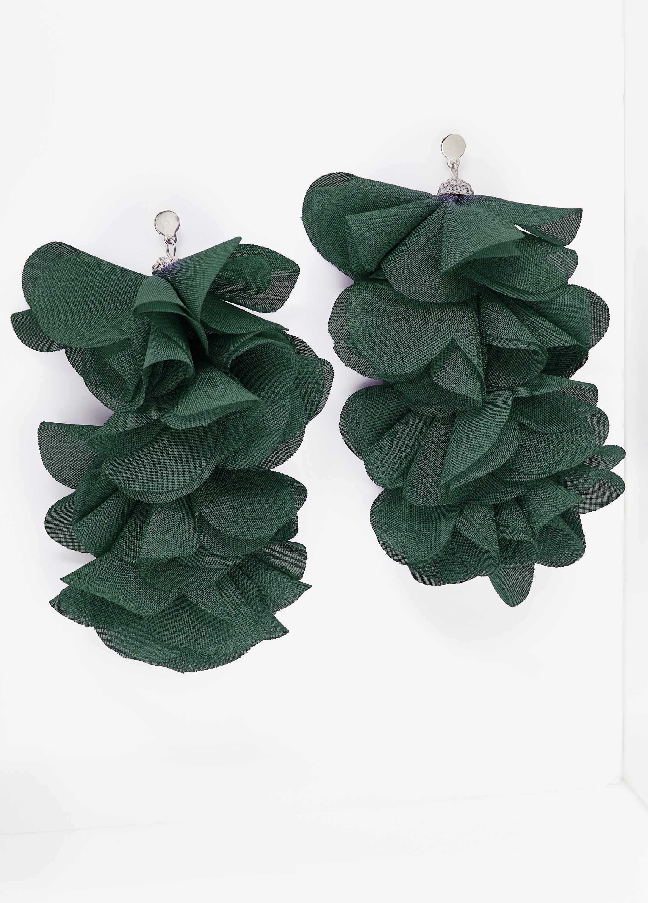 Crystal Detailed Chiffon Earrings