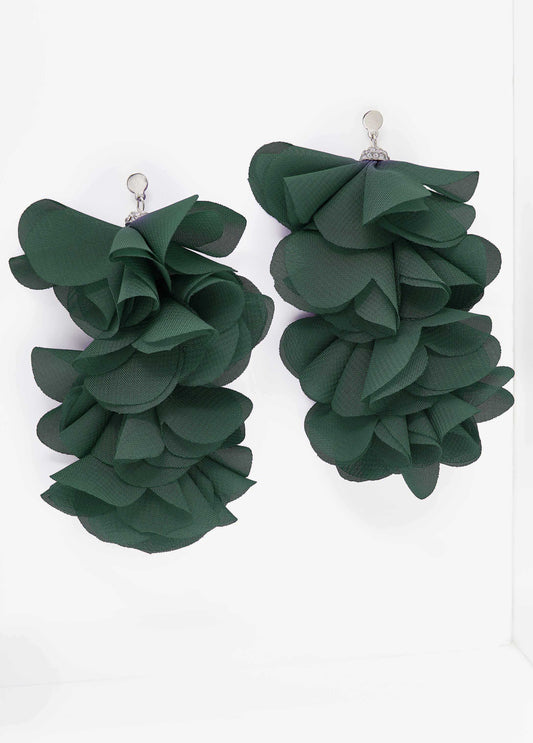 Crystal Detailed Chiffon Earrings