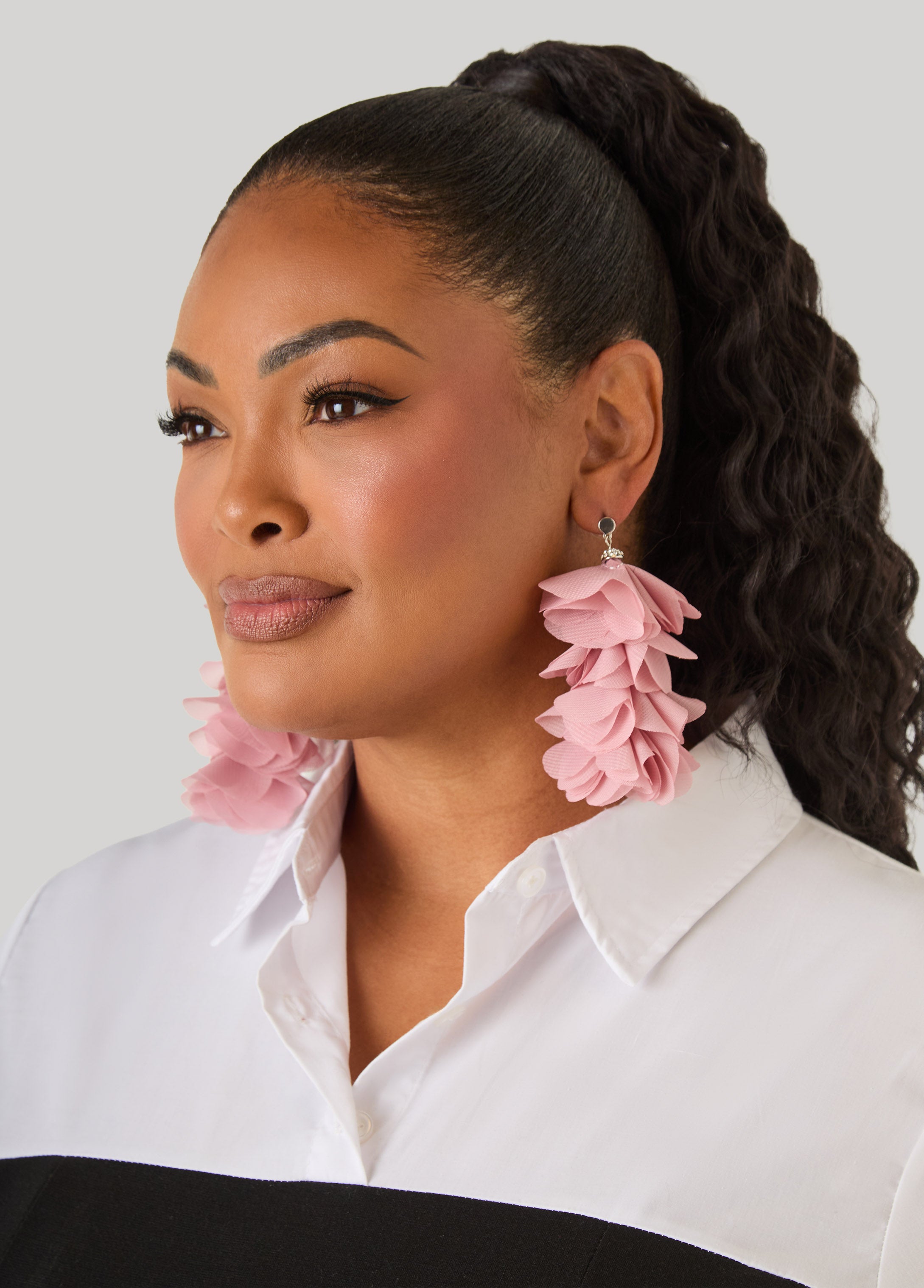 Crystal Accented Chiffon Earrings