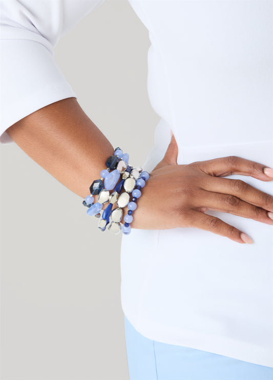 Set Of 3 Marbled Stone Bracelets