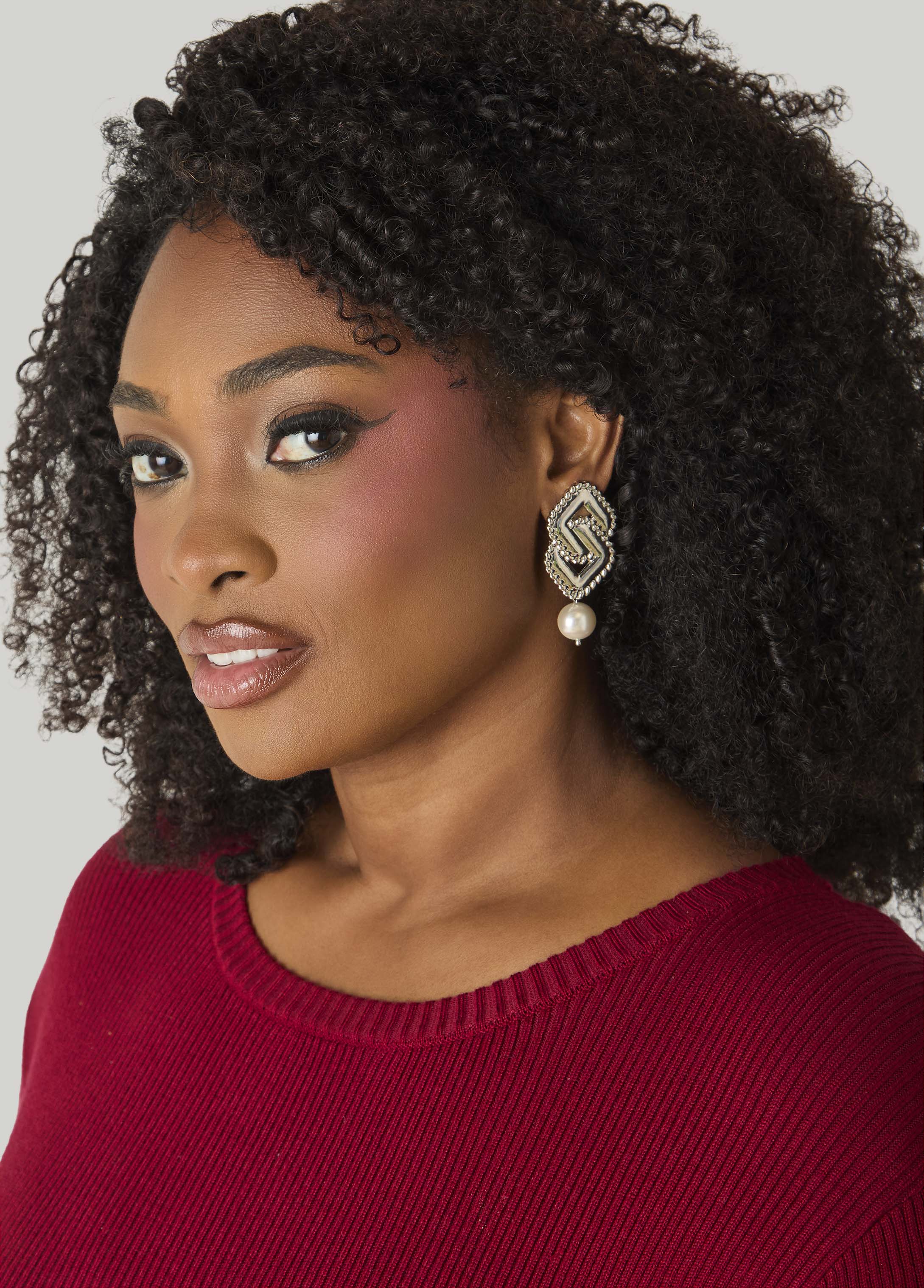 Square Faux Pearl Earrings