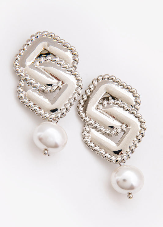 Square Faux Pearl Earrings
