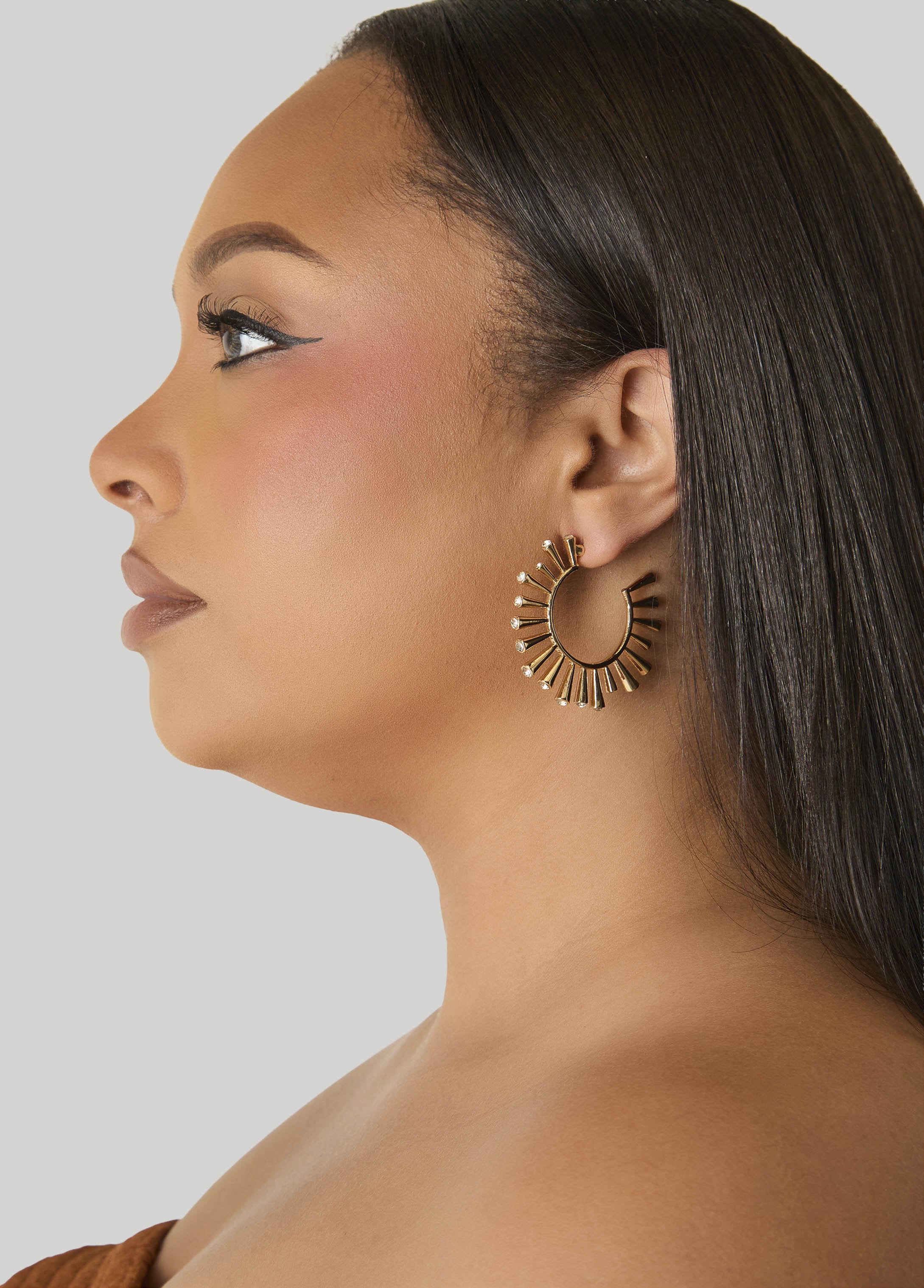 Crystal Sun Hoop Earrings