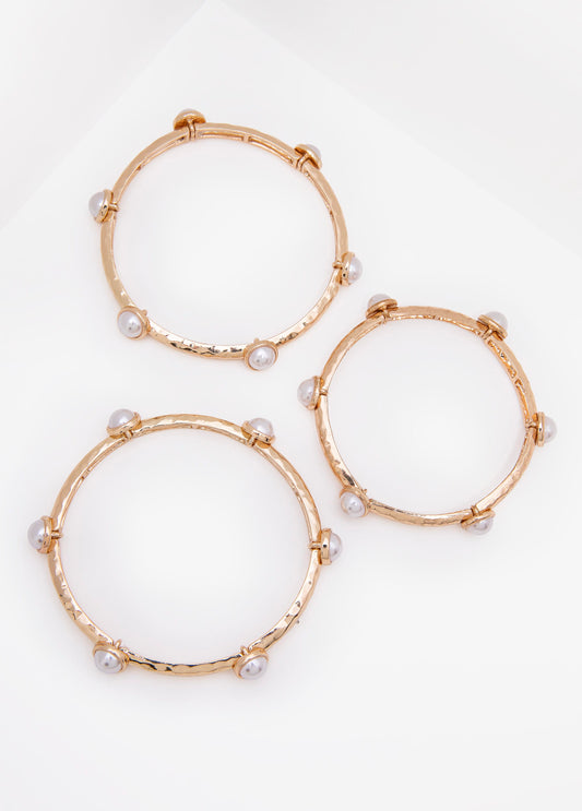 Faux Pearl Stretch Bracelet Set