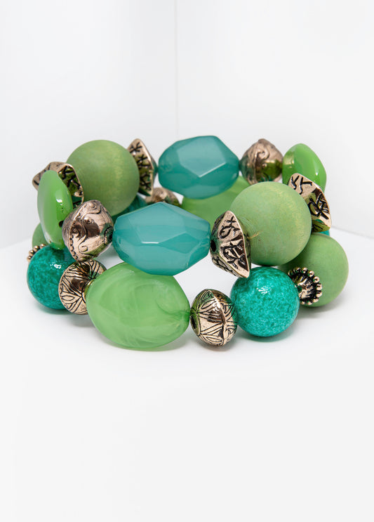Textured Beaded Bracelet Set
