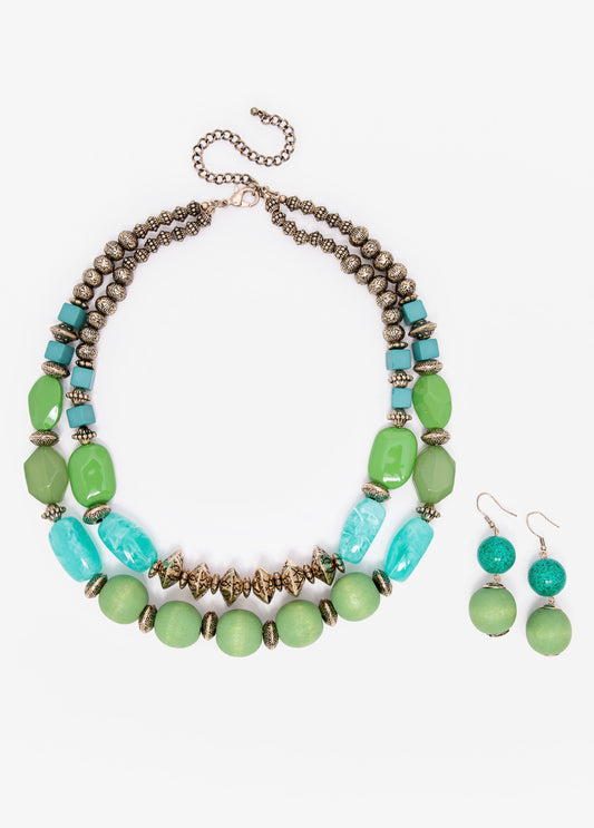 Textured Bead Necklace Set