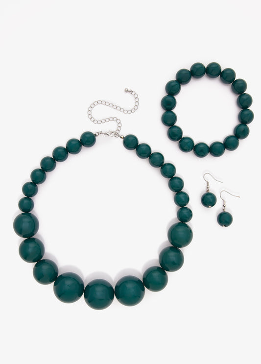 Beaded Three Piece Necklace Set
