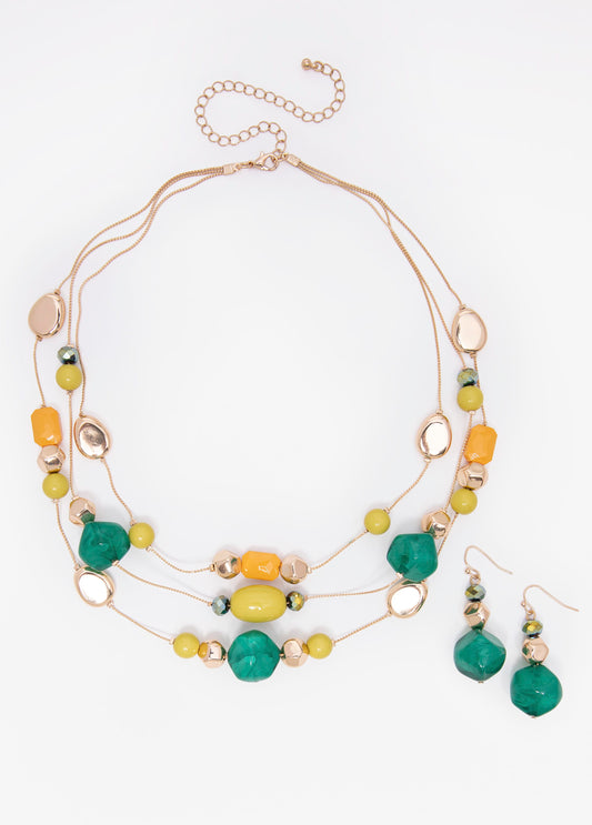 Three Strand Layered Necklace Set