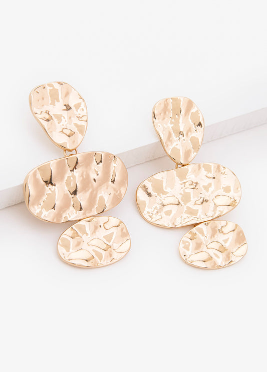 Hammered Gold Drop Earrings
