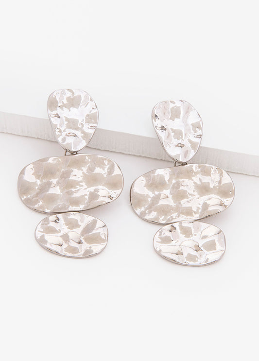 Hammered Silver Drop Earrings