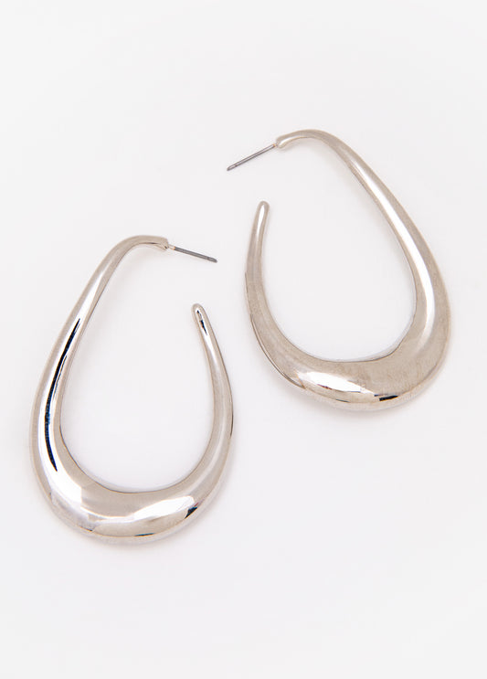 Sculpted Silver Hoop Earrings