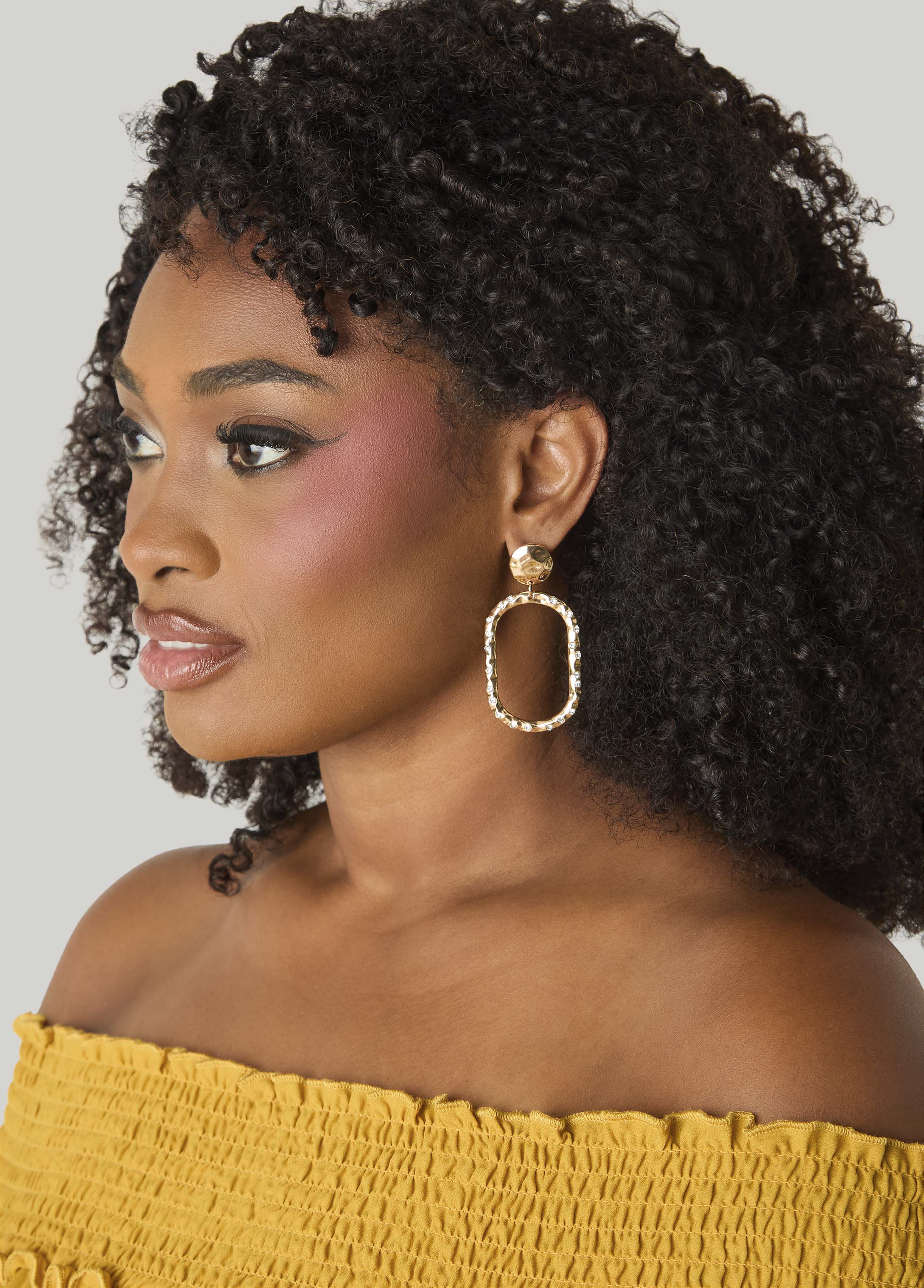 Crystal Hammered Gold Earrings