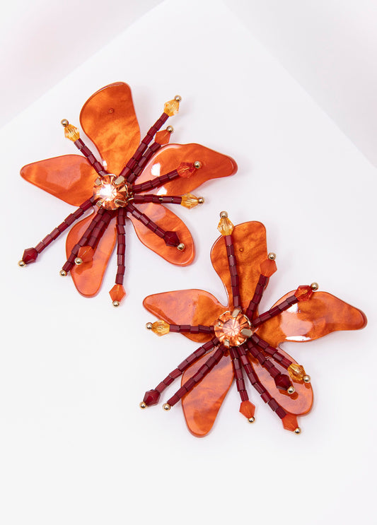 Marbled Floral Earrings