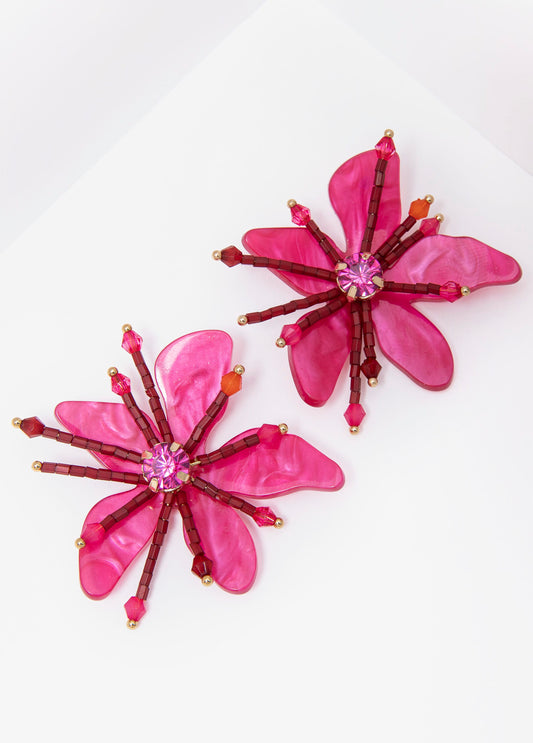 Marbled Floral Stud Earrings