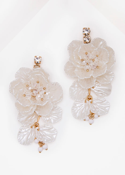 Beaded Textured Floral Earrings