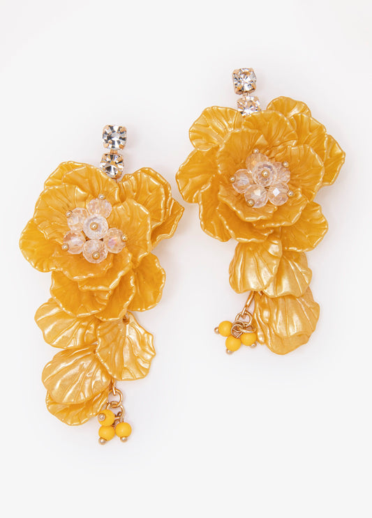 Textured Floral Beaded Earrings