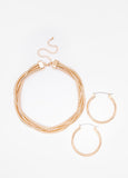 Twisted Gold Tone Necklace Set