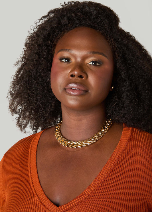 V Link Gold Tone Necklace