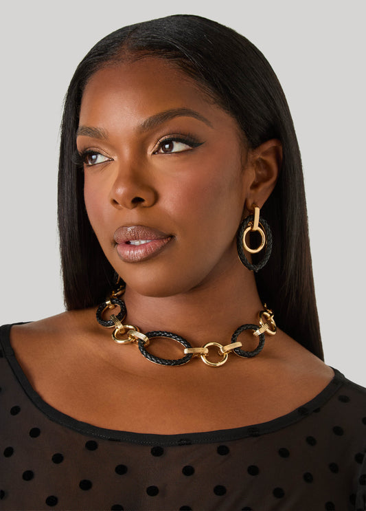 Braided Faux Leather Necklace