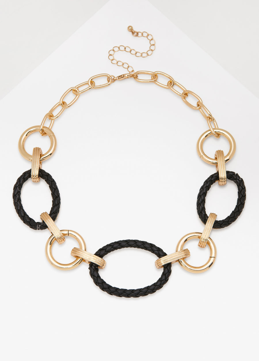Braided Faux Leather Necklace
