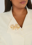 Faux Pearl Bow Brooch
