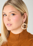 Ribbed Gold Tone Hoop Earrings