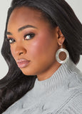 Ribbed Silver Tone Hoop Earrings
