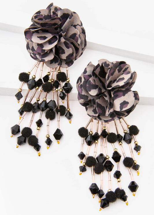 Animal Print Flower Earrings