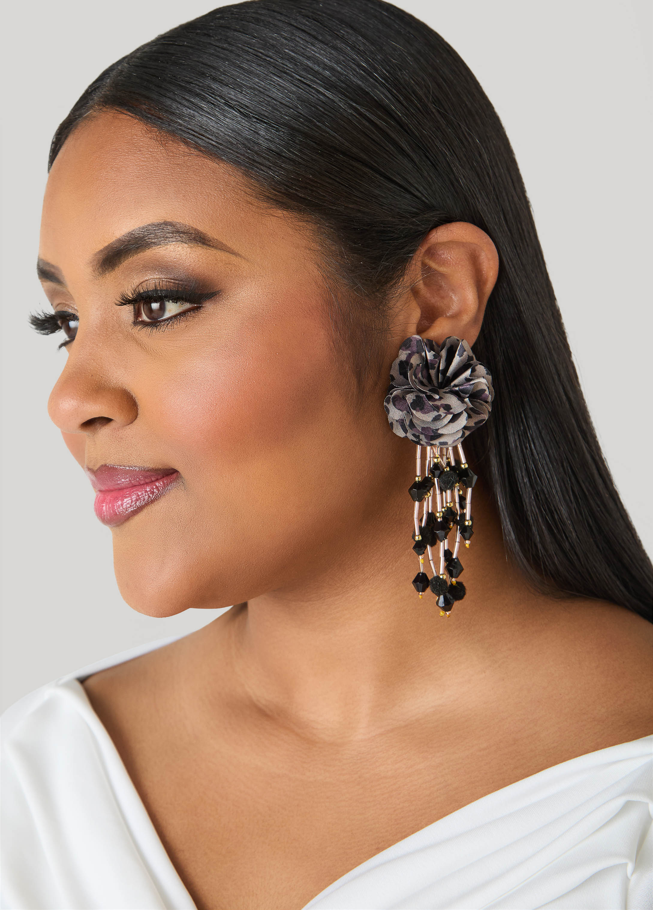 Animal Print Flower Earrings