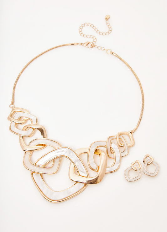Marbled Chain Link Necklace Set