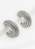 Textured Silver Tone Huggie Earrings