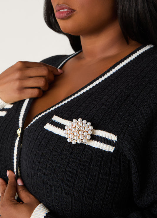 Cluster Faux Pearl Brooch