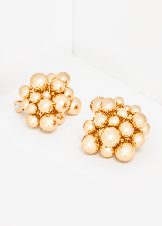 Cluster Gold Tone Bead Earrings