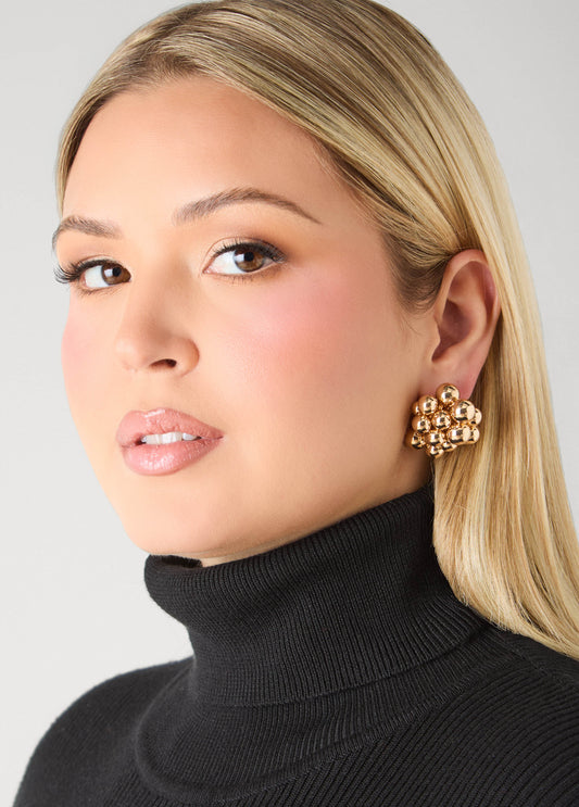 Cluster Gold Tone Bead Earrings