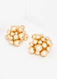 Cluster Gold Tone Bead Earrings