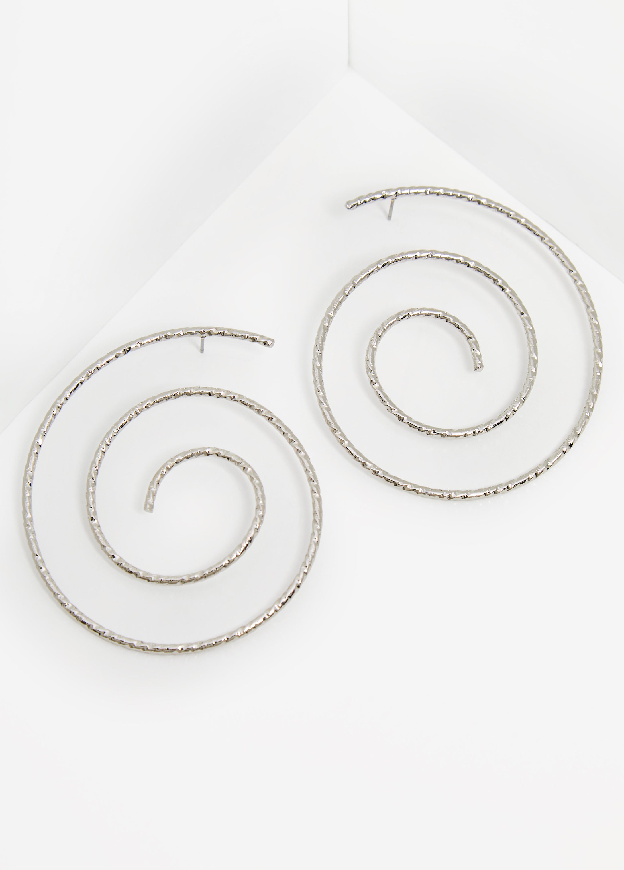 Silver Tone Swirl Earrings