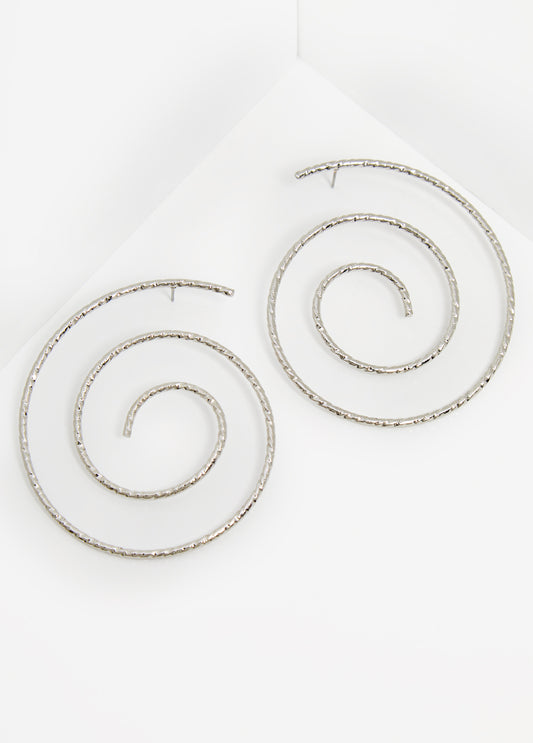 Silver Tone Swirl Earrings
