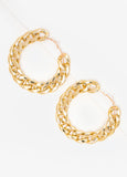 Gold Tone Chain Link Hoop Earrings