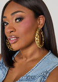 Gold Tone Chain Link Hoop Earrings